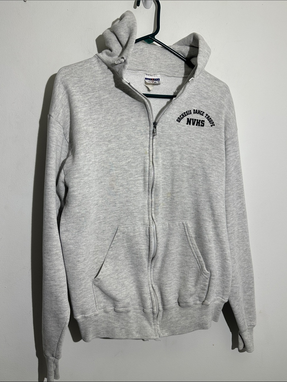 Jerzees Light Gray Full-Zip Hoodie with Small Logo